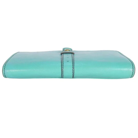 HOBO Alta $98 Aqua Leather Bi-Fold Clutch Organizer Wallet - Picture 5 of 10